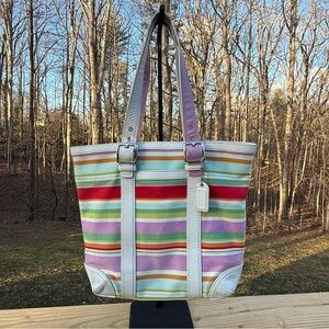 Coach Hampton Multicolor Striped Tote